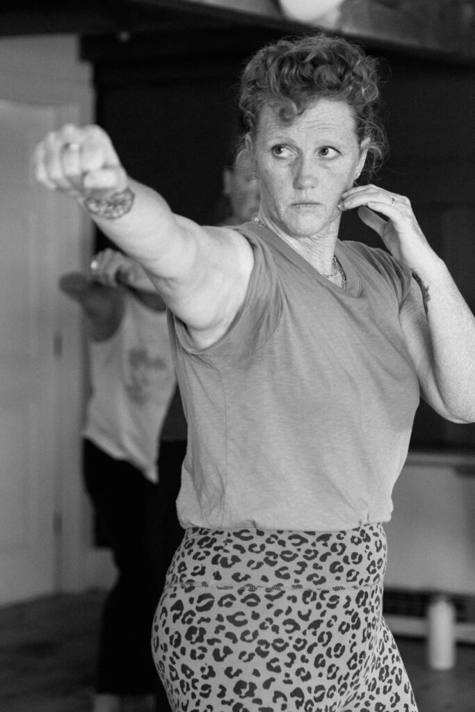 Kimberly Ann Johnson practices Jaguar Fight Club.
